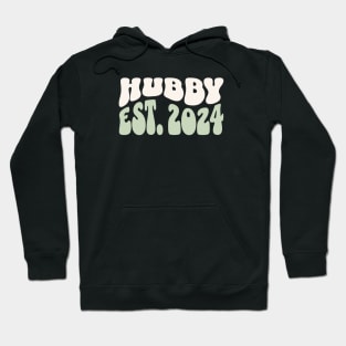 Hubby Est. 2024 Newlywed Husband Honeymoon Wavy Font Hoodie